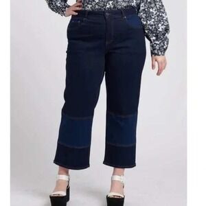 Erdem x Universal Standard Hana Patchwork Jeans Size 14 Dark Wash Relaxed Leg
